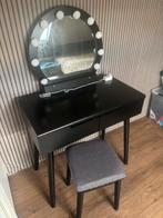 Make up tafel zwart met kruk, Huis en Inrichting, Tafels | Kaptafels, Ophalen of Verzenden, Hout, 50 tot 100 cm, Minder dan 100 cm