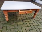 Salon tafel grenenhout met wit geverfd blad, Huis en Inrichting, Tafels | Salontafels, 50 tot 100 cm, Minder dan 50 cm, 100 tot 150 cm