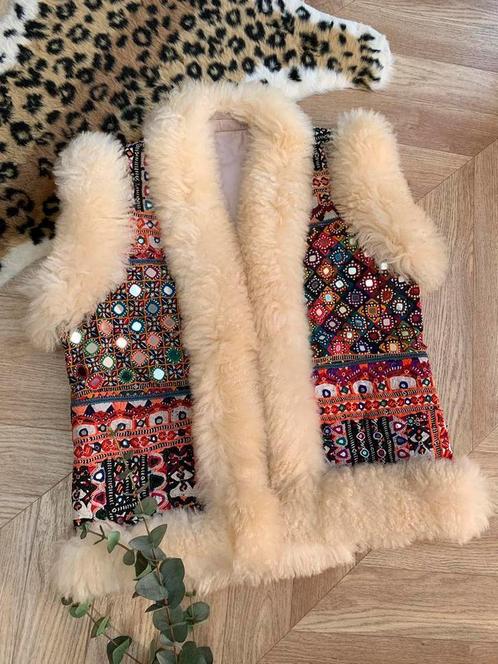 Vintage Sindh gilet M bohemian spiegeljasje Afghaans, Kleding | Dames, Bodywarmers, Zo goed als nieuw, Maat 38/40 (M), Overige kleuren