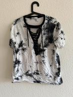 Zwart-wit tie-dye T-shirt met veterdetail Miliana, maat L, Zwart, Miliana, Maat 42/44 (L), Ophalen of Verzenden