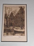 Tekening van het vliet Leeuwarden, gesigneerd., Ophalen of Verzenden