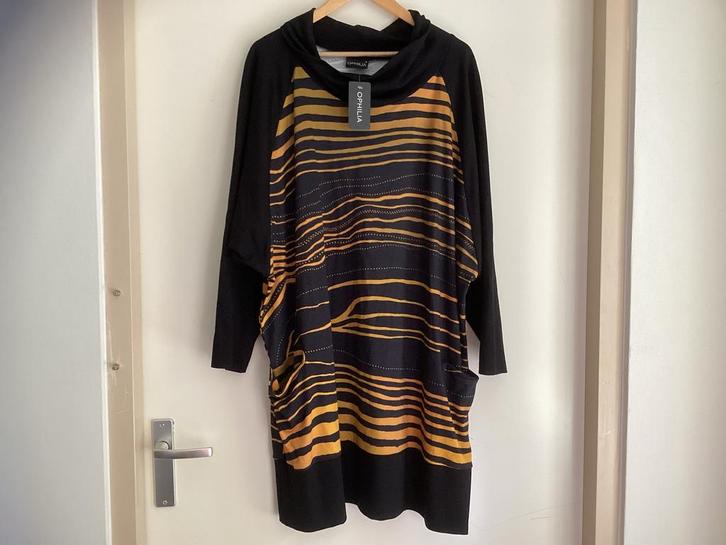 Ophilia Jurk Maat 4(48/50) gestreept blauw/geel, Kleding | Dames, Grote Maten, Nieuw, Jurk, Overige kleuren, Ophalen of Verzenden