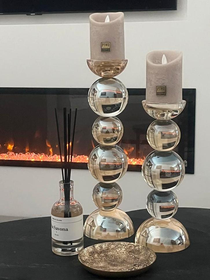 Luxe Kristallen Kandelaar Luster Goud/Beige, Huis en Inrichting, Woonaccessoires | Kandelaars en Kaarsen, Nieuw, Kandelaar, 25 tot 50 cm