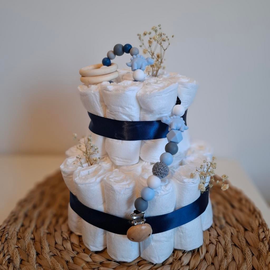 Luiertaart met blauwe accenten, Kinderen en Baby's, Kraamcadeaus en Geboorteborden, Nieuw, Kraamcadeau, Ophalen of Verzenden