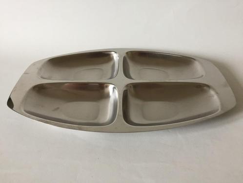 Vintage Design Alessi 18/10 RVS serveerschaal met 4 vakken, Huis en Inrichting, Keuken | Servies, Gebruikt, Schaal of Schalen