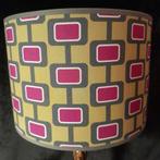 Handgemaakte lampenkap retro vintage stof groen paars, Rond, Nieuw, Ophalen of Verzenden, Groen