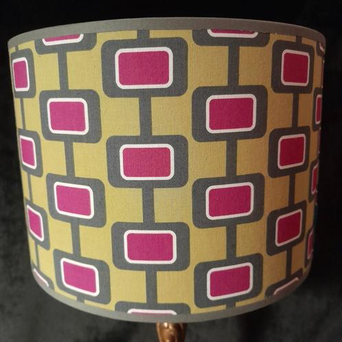 Handgemaakte lampenkap retro vintage stof groen paars, Huis en Inrichting, Lampen | Lampenkappen, Nieuw, Minder dan 25 cm, Rond