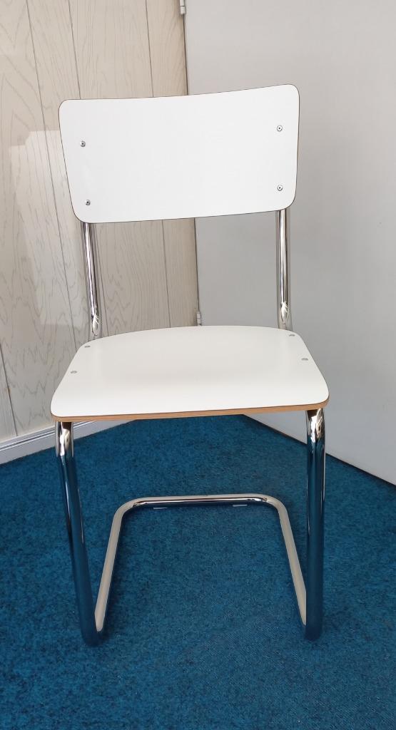 bijzet / slede stoel Vintage, Huis en Inrichting, Stoelen, Zo goed als nieuw, Eén, Hout, Metaal, Wit, Ophalen