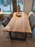 Massieve Acacia Eettafel Set - Bank & Stoelen, Vierkant, 200 cm of meer, Zo goed als nieuw, Vijf personen of meer