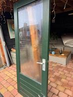 Hardhouten buitendeur, Ophalen, 200 tot 215 cm, Glas, Buitendeur