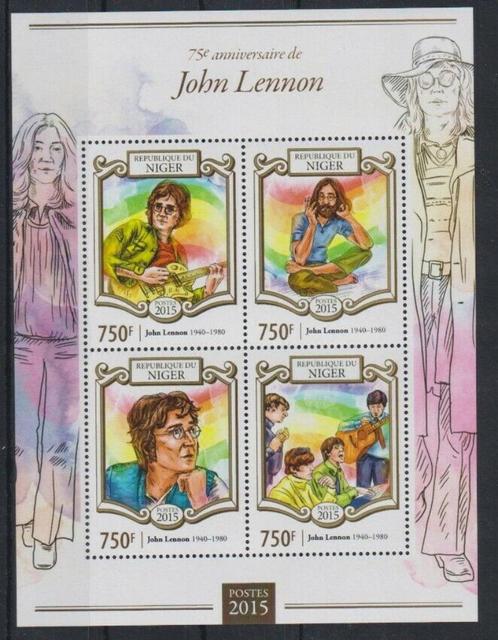 John Lennon - Du Niger 2015 - Postfris, Postzegels en Munten, Postzegels | Thematische zegels, Postfris, Overige thema's, Verzenden