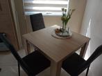 eettafeltje licht hout, afm 80 x 80 cm, met 4 stoelen, Ophalen, Gebruikt, Vierkant, 75 tot 100 cm