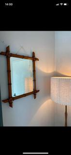 Antieke Franse faux-bamboe spiegel., Ophalen, Rechthoekig, Minder dan 50 cm