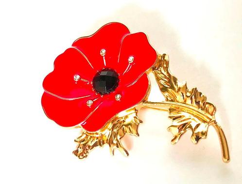 prachtige grote Klaproos broche emaille verguld, Nieuw, Sieraden, Tassen en Uiterlijk, Broches, Nieuw, Verzenden