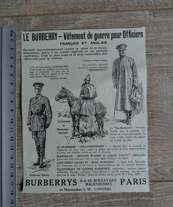 Burberry advertentie voor militairen WO1 beschikbaar voor biedingen