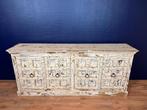 Dressoir Anandita wit 212 X 45 X 91 cm gemaakt uit oude deur, Vintage, Ophalen of Verzenden, 200 cm of meer, 25 tot 50 cm