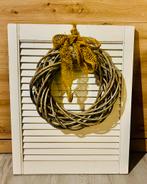 Wit houten schutter met rotan krans – landelijke charme, Ophalen of Verzenden