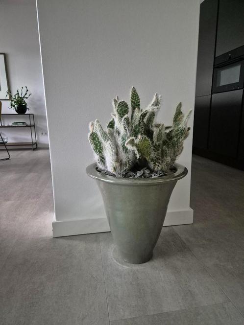 Mobach bloempot 46 cm handgemaakt, groen metallic, zgan!, Tuin en Terras, Bloempotten, Zo goed als nieuw, Aardewerk, Binnen, Balkon