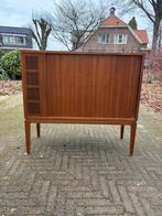 Retro TV meubel / drankkastje met roldeurtje, Ophalen, Gebruikt, Teakhout, 50 tot 100 cm