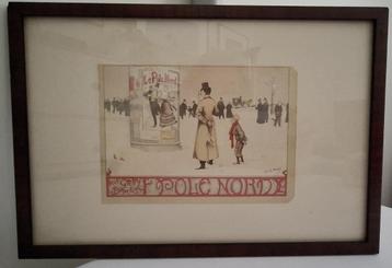 Schattige, oude prent "Le Pole Nord"  beschikbaar voor biedingen