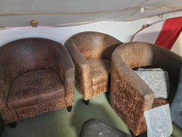 Leren fauteuils - Set van 3 beschikbaar voor biedingen