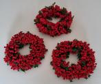 3x rode bessen kerstkrans.  Kunststof kerstdecoratie, Ophalen of Verzenden, Nieuw