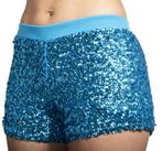 Hotpants pailletten XS S blauw broekje sequin glitter, Nieuw, Carnaval, Maat 34 (XS) of kleiner, Ophalen of Verzenden