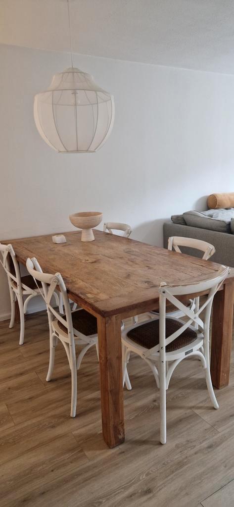 Teak houten Eettafel - Robuust & Sfeervol, Huis en Inrichting, Tafels | Eettafels, Gebruikt, 50 tot 100 cm, 200 cm of meer, Vijf personen of meer