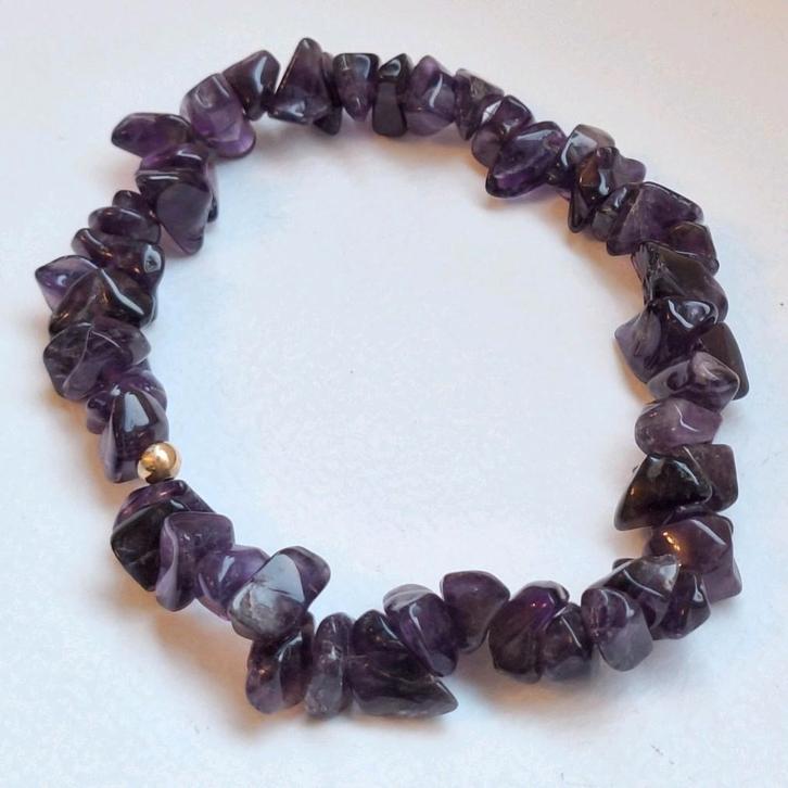 Amethist goud armband rosegoud bracelet gouden 14 k sieraad, Sieraden, Tassen en Uiterlijk, Armbanden, Nieuw, Goud, Goud, Met bedels of kralen