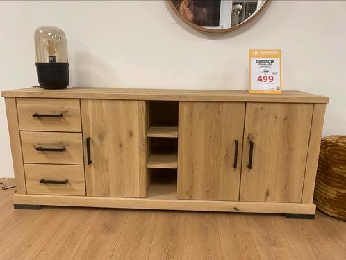 IN PRIJS VERLAAGD!! Nu of Nooit!! Eiken dressoir 200cm, Huis en Inrichting, Kasten | Dressoirs, Zo goed als nieuw, 25 tot 50 cm