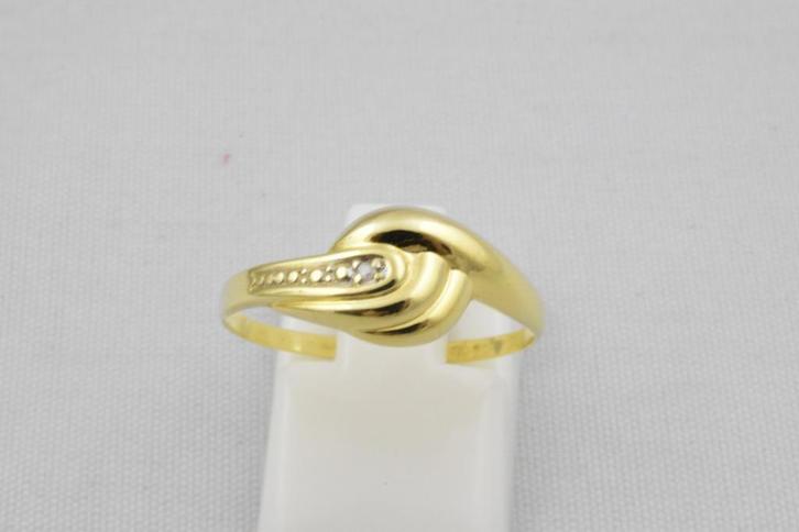 14 karaat gouden ring met Diamant 2098-G, Sieraden, Tassen en Uiterlijk, Ringen, Gebruikt, Dame, 18 tot 19, Goud, Goud, Met edelsteen