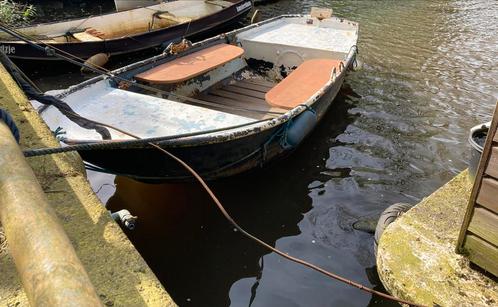 Stalen vlet/bootje/sloep met elektrische motor in Amsterdam, Watersport en Boten, Sloepen, Gebruikt, Tot 10 pk, 3 tot 6 meter
