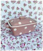 Roze botervloot van keramiek met stippen 16,5 x 10 x 8 cm., Huis en Inrichting, Overige typen, Isabelle rose, Nieuw, Ophalen of Verzenden