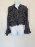 Gave zwarte korte roesjes blouse mt L, ., Maat 42/44 (L), Ophalen of Verzenden, .