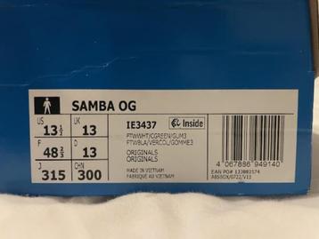 Adidas Samba OG schoenen maat 48 2/3 – nooit gedragen beschikbaar voor biedingen