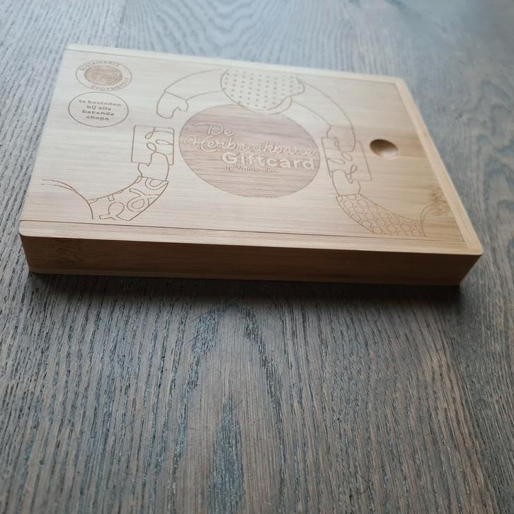 Herbruikbare giftcard hout Woolsocks, Tickets en Kaartjes, Kortingen en Cadeaubonnen, Eén persoon, Cadeaubon