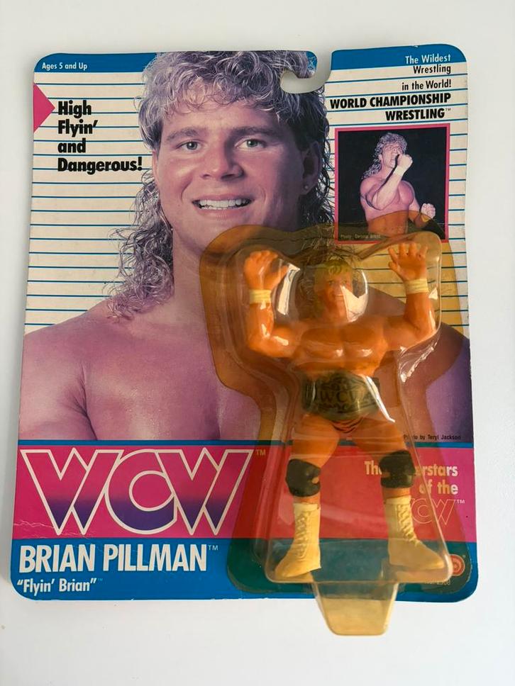 Brian Pillman - WCW Galoob Figure (1990) gesealed, Verzamelen, Poppetjes en Figuurtjes, Zo goed als nieuw, Ophalen of Verzenden