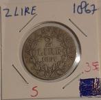 2 Lire 1867 - paus pius IX - zilver - FR+, Ophalen of Verzenden, Noord-Amerika, Zilver