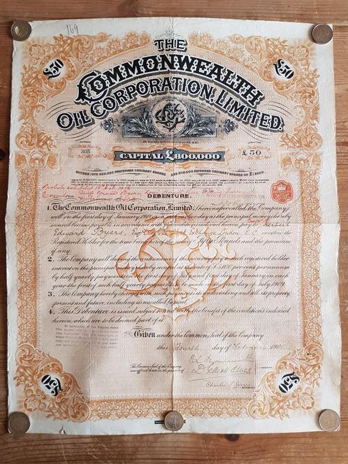 Origineel antiek aandeel uit Engeland 49,8 cm. uit 1909., Antiek en Kunst, Antiek | Woonaccessoires, Ophalen of Verzenden