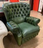Prachtige Chesterfield Fauteuil Groen., Gebruikt, Chesterfield, Ophalen of Verzenden, 100 tot 125 cm