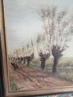 GEWELDIG OLIEVERF OP DOEK GESIGNEERD POLDER LANDSCHAP 83X62, Antiek en Kunst, Ophalen of Verzenden