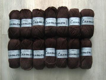 brei garen breiwol haak acryl donker bruin 14 bolletjes 40gr beschikbaar voor biedingen