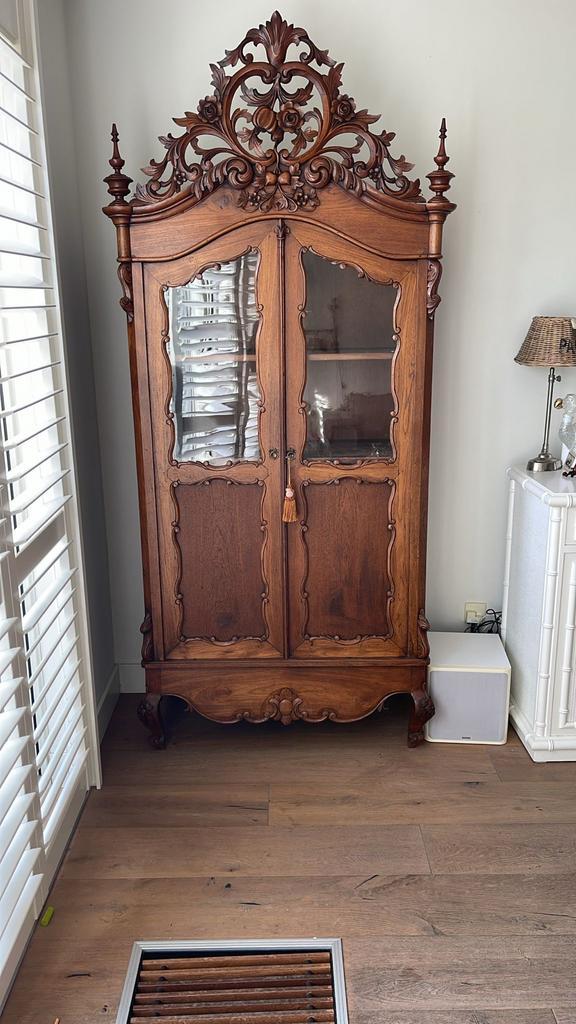 Antieke Vitrinekast met Origineel Glas, Antiek en Kunst, Antiek | Meubels | Kasten, Ophalen