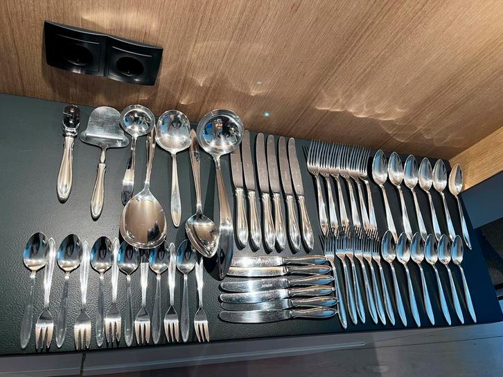 Gero Perfection 6 couvert 55-delig verzilverd Gero 100, Antiek en Kunst, Antiek | Bestek, Ophalen of Verzenden