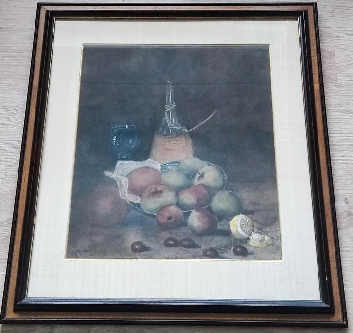 Martinus Kramer (1860-1918) - Stilleven van schaal met fruit, Antiek en Kunst, Kunst | Schilderijen | Klassiek, Ophalen of Verzenden