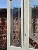 304hx188br Drieslag deur prachtig geetst glas met bovenlicht, Antiek en Kunst, Ophalen
