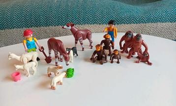 playmobil boerderijdieren & groep apen, plus 2 verzorgers beschikbaar voor biedingen