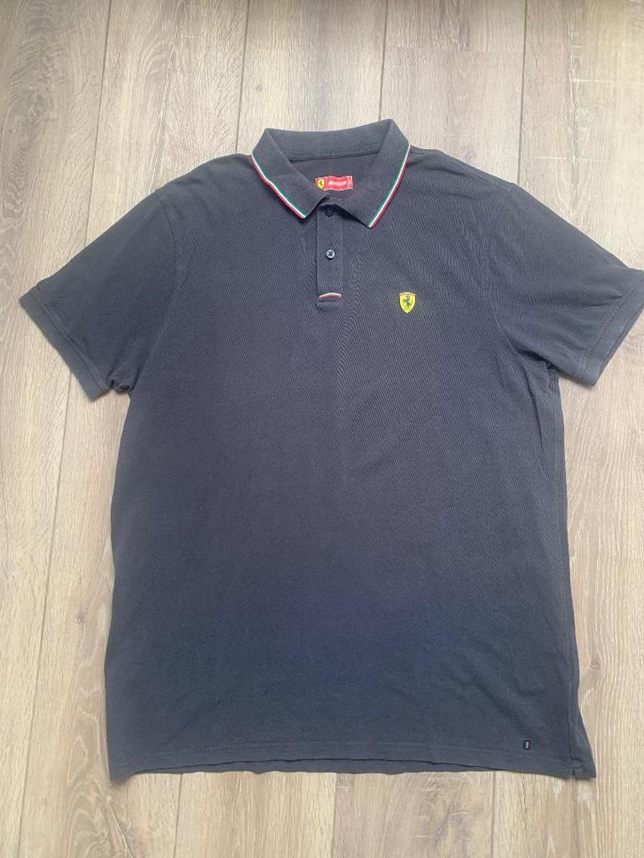 Ferrari polo korte mouw dk. blauw grijs 3XL = XL/56 - XXL/58, Kleding | Heren, Polo's, Gedragen, Maat 56/58 (XL), Blauw, Verzenden