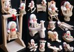 16 oude kerstversieringen hout poppetjes speelmotieven, Diversen, Ophalen of Verzenden, Nieuw