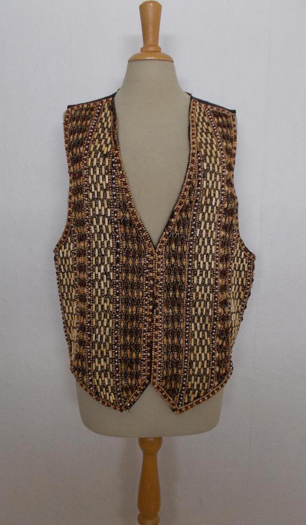 Ibiza/hippie/ethnic apart gilet bewerkt met kraaltjes! L/XL, Kleding | Dames, Tops, Zo goed als nieuw, Maat 42/44 (L), Bruin, Zonder mouw